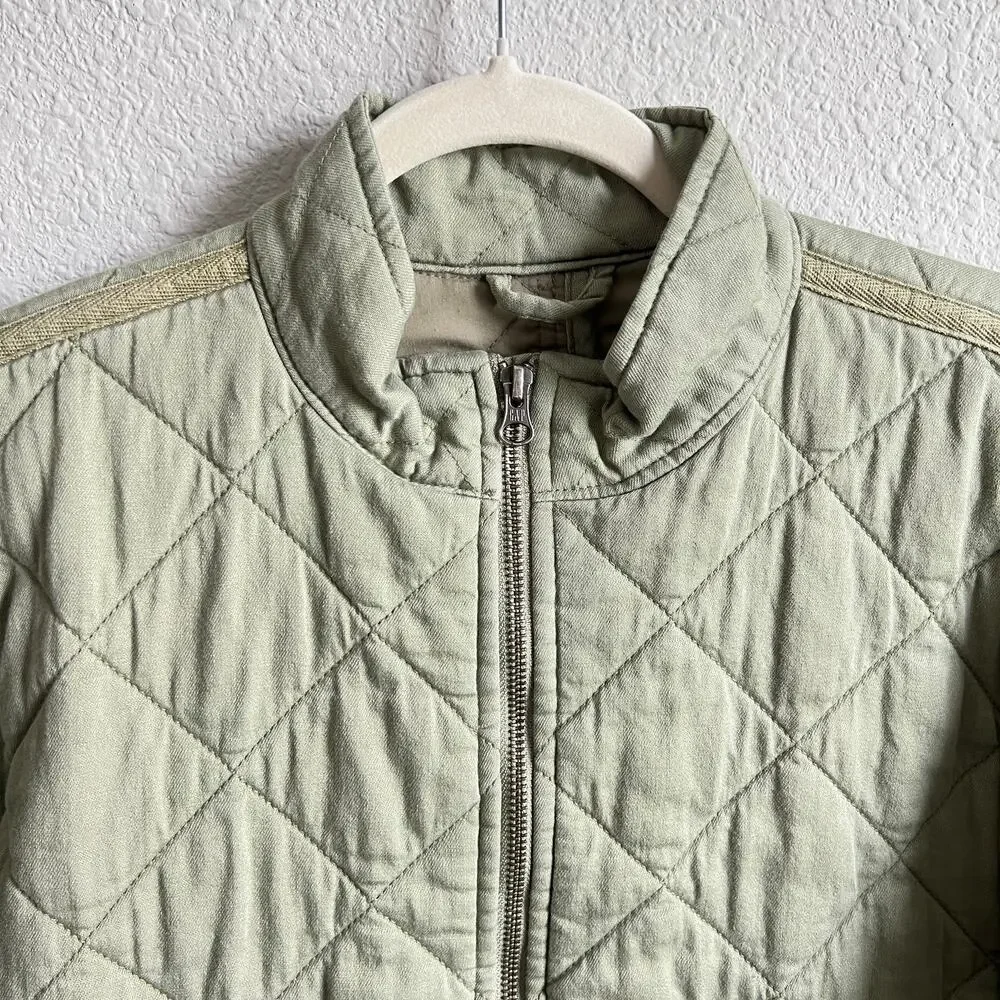 Gap Kids Quilted Utility Jacket Olive Green Girl's XXL 14-16 Full Zip Winter